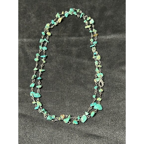 Turquoise Nugget Necklace 36" with Clasp - Picture 1 of 8
